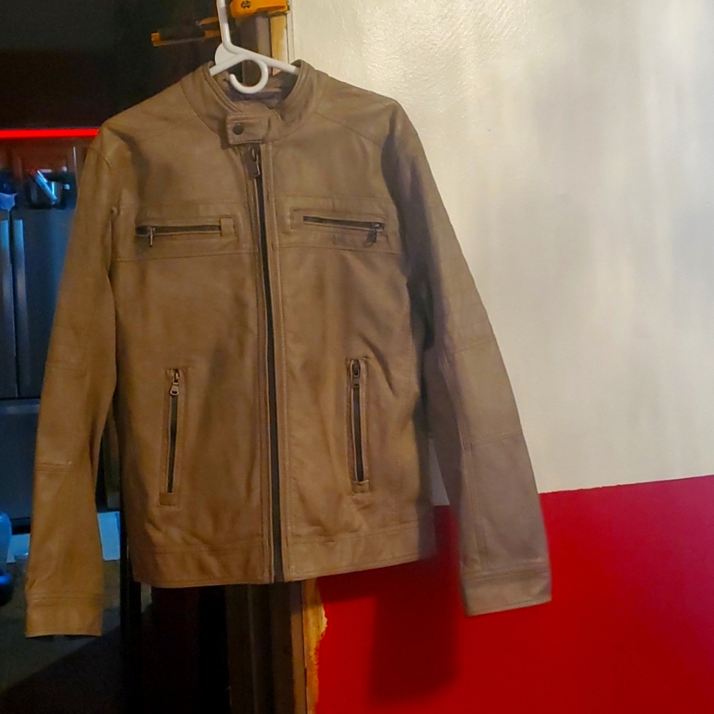 Men's Calvin Klein Tan Leather Jacket (M)